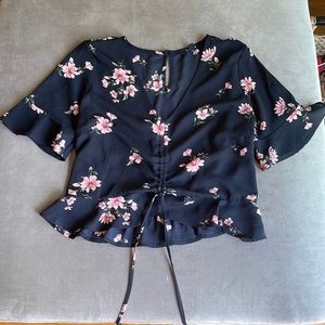 Black Floral Lydelle Blouse Size L